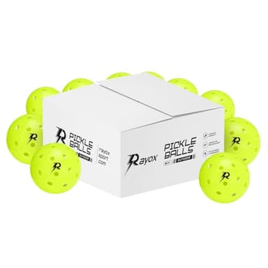 RAYOX Pickleball Balls - Indoor and Outdoor, Pack of 4 or 24, Official Size, 40 Holes, High Durability and Optimal Bounce, Beginner and Pro Players - Pickleball Ball deal on Amazon UK