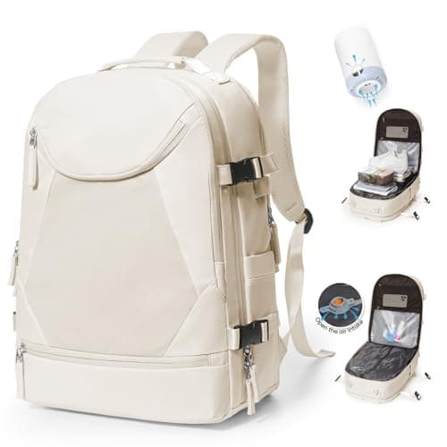 SZLX Vacuum Backpack Travel Bag with Pump Large Travel Backpack Cabin Size 40x30x20 Ryanair for Women Men Easyjet Wizzair Underseat Hand Luggage Carry on Cabin Size Flight Rucksack Fit 14 Inch Laptop