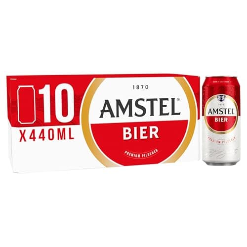 Amstel Lager, Premium Dutch Lager Beer, 3.4% ABV, 1 pack 10 x 440ml Cans, Crisp and Refreshing Beer for Every Occasion (2025 Edition)
