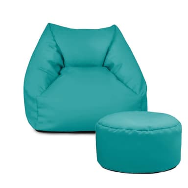rucomfy Beanbags Snuggle Bean Bag Chair - Kids Armchair Beanbag Seat with Filling Included - Childrens Bedroom Furniture for Boys and Girls - 50 x 46 x 48cm (Turquoise, with Footstool)