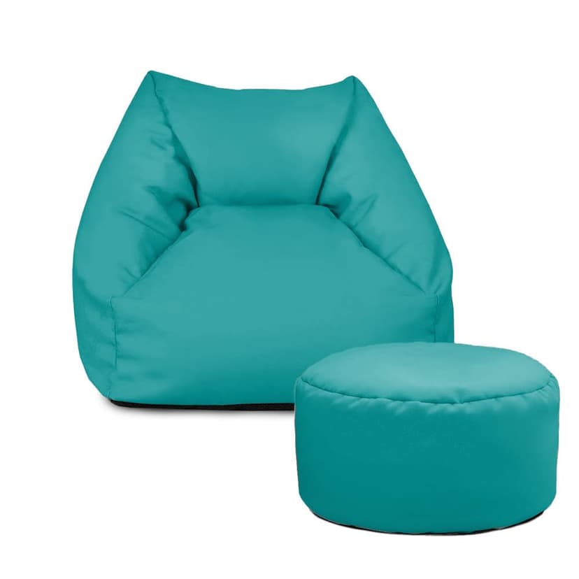 rucomfy Beanbags Snuggle Bean Bag Chair - Kids Armchair Beanbag Seat with Filling Included - Childrens Bedroom Furniture for Boys and Girls - 50 x 46 x 48cm (Turquoise, with Footstool)