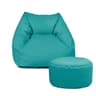 rucomfy Beanbags Snuggle Bean Bag Chair - Kids Armchair Beanbag Seat with Filling Included - Childrens Bedroom Furniture for Boys and Girls - 50 x 46 x 48cm (Turquoise, with Footstool)