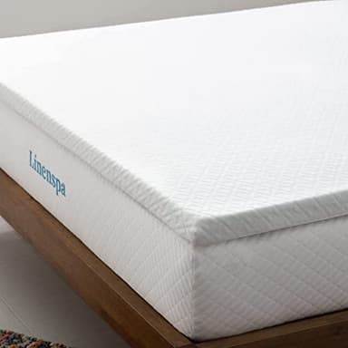 Linenspa Mattress Topper 140 x 200 cm, 5 cm High - Mattress Topper with Gel Memory Foam and Washable Cover with Zip - Oeko-Tex, White