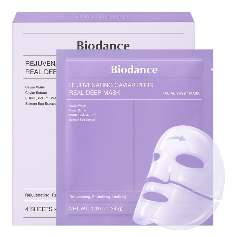 BIODANCE Caviar PDRN Real Deep Face Mask 4 Pcs | Hydrogel Overnight Mask | Skin Firming, Radiance, Enhancing Skin Recovery | Korean Face Mask for Glass Skin | Korean Skincare, Easter Gifts