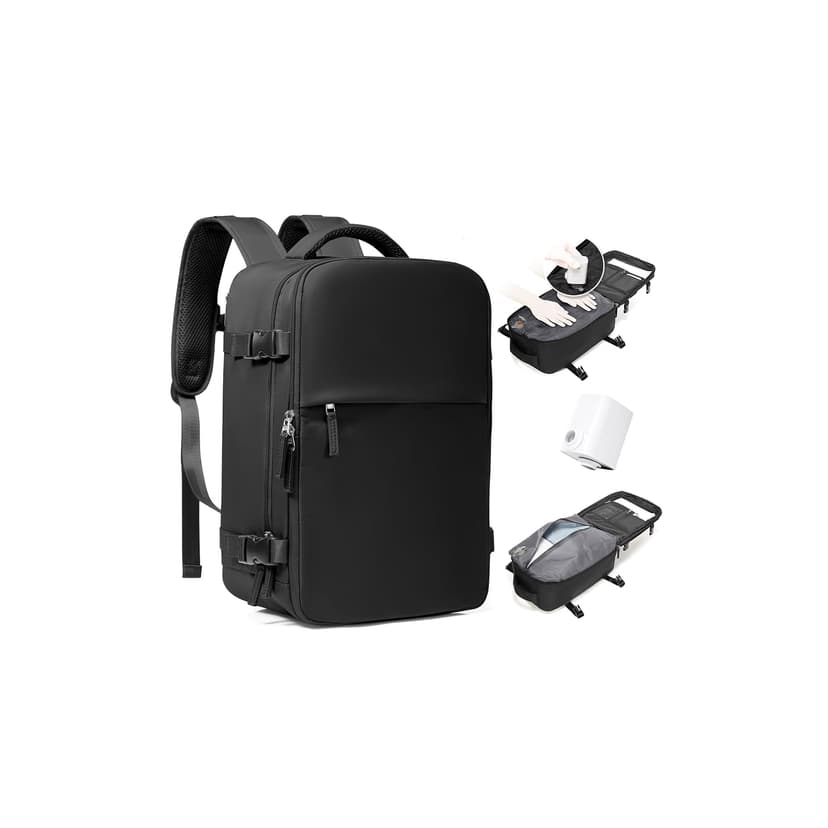 BJLFS Vacuum Backpack Travel Bag With Pump Ryanair Cabin Bags 40x30x20 Underseat Carry-ons Bag Wizzair Easyjet Vueling Hand Luggage Vacuum Bags For Travel Waterproof Laptop Backpack Women 17 inch