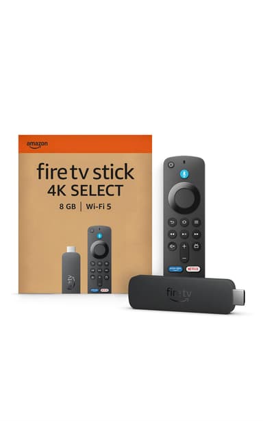 Amazon Fire TV Stick 4K Select (newest gen), start streaming in 4K, hundreds of thousands of films and TV episodes, and free & live TV