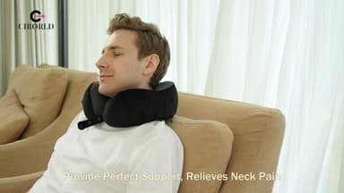 Cirorld Travel Pillow for Airplane, Neck Pillow for Travel, Memory Foam Travel Neck Pillow for Adults, Adjustable & Compact Flight Pillow, Ergonomic Neck Cushion, With Ear Plugs, Eye Mask, Carry Bag