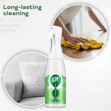 Cif Infinite Clean Lime & Lemongrass All in One Cleaner Spray with probiotics technology for a long-lasting clean* 590 ml