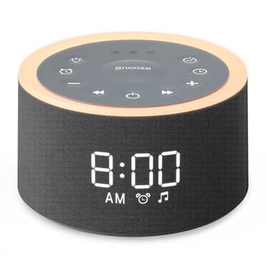 Dreamegg White Noise Machine, D1+ White Noise Machine with Nursery Night Light 29 Soothing Sounds, Sound Machine Alarm Clock with 6 Wake Up Sound for Adults Baby, 0-100% Dimmable Display, Black