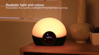 Lumie Bodyclock Glow 150 - Wake-up Light Alarm Clock with 10 Sounds and Sleep Sunset, White