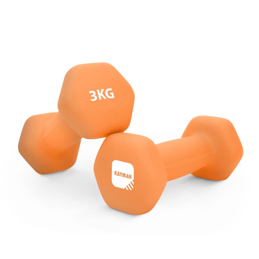 KAYMAN Neoprene Dumbbells with Anti-Slip Grip,Hex Edges,Water-Resistant Surface & Workout Poster-Weight Set for Home, Gym & Fitness (1kg 2kg 3kg 4kg 5kg 6kg 8kg 10kg) (3 Kg)