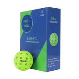 Baypify Outdoor Pickleball Balls,6 Pack Green Pickleball Balls, 40 Holes Design USAPA Approved and Sanctioned for Tournament Play
