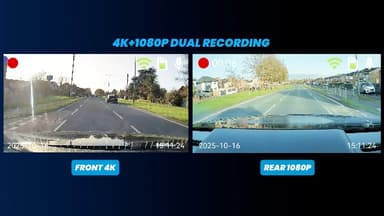 TINAZEOK Dash Cam Front and Rear 4K+1080P, 5GHz WiFi, Dual Dashcam with 64GB Card, App Control, 1.47" IPS Screen, 24H Parking Mode, Night Vision, 170° Wide Angle, G-Sensor, WDR, Car Camera (C3)