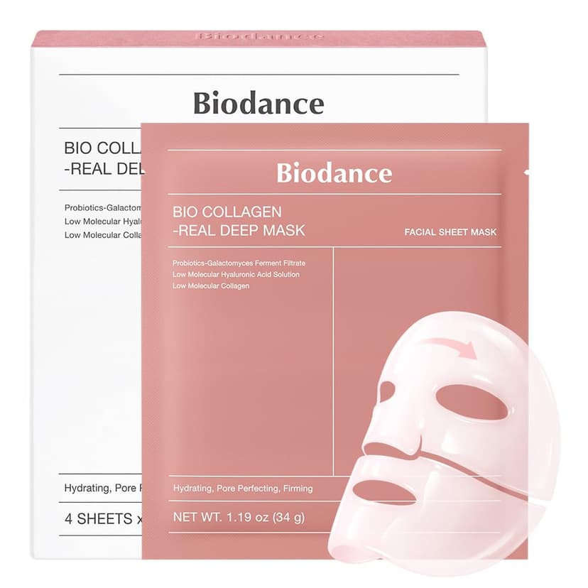 BIODANCE Bio-Collagen Real Deep Face Mask 4 Pcs | Hydrogel Overnight Mask | Pore Minimizing and Elasticity Improvement | Korean Face Mask for Glass Skin | Korean Skincare, Easter Gifts
