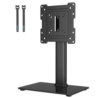BONTEC Universal Swivel TV Stand for 17-43 Inch Screens, Height Adjustable Pedestal TV Mount for LCD/LED/OLED/Plasma/Curved TVs up to 45kg, Mobile TV Stand with 2 Cable Ties, Adjustable TV Riser