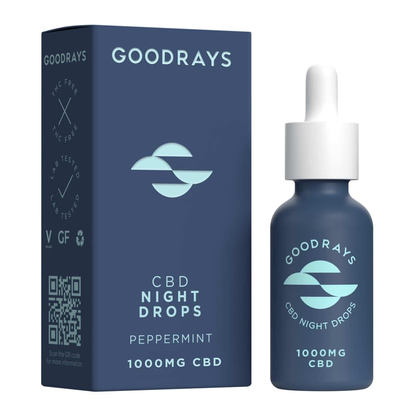 GOODRAYS CBD Oil, 1000mg, High Strength CBD Night Drops, Vegan, Peppermint Flavour, Packaging May Varyy