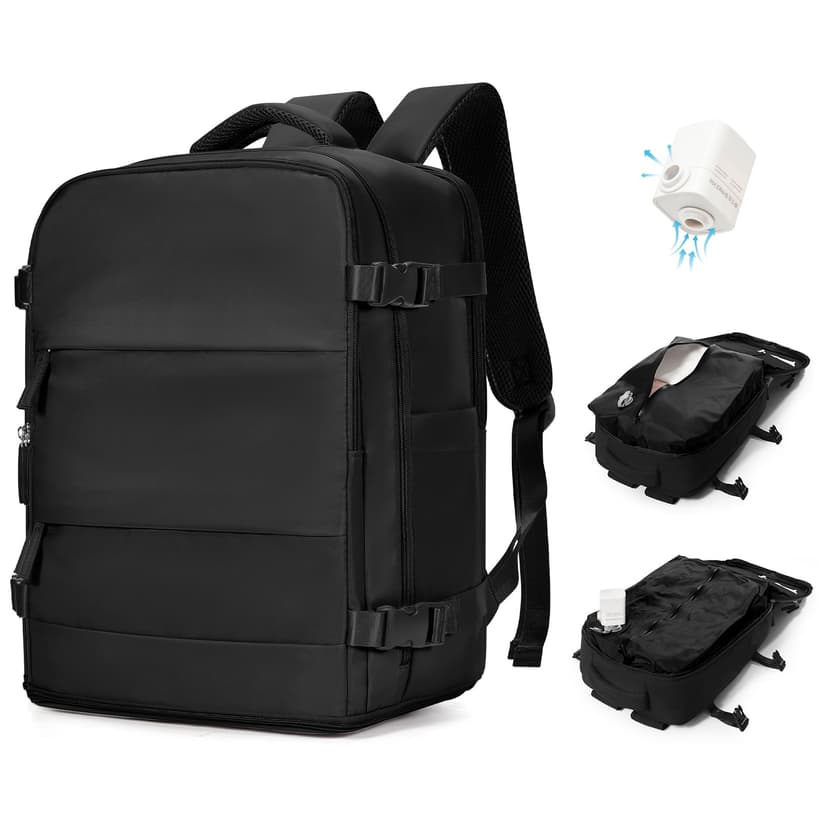 BJLFS Vacuum Backpack Travel Bag With Pump Ryanair Cabin Bags 40x30x20 Underseat Carry-ons Bag Wizzair Easyjet Vueling Hand Luggage Vacuum Bags For Travel Waterproof Laptop Backpack Women 17 inch