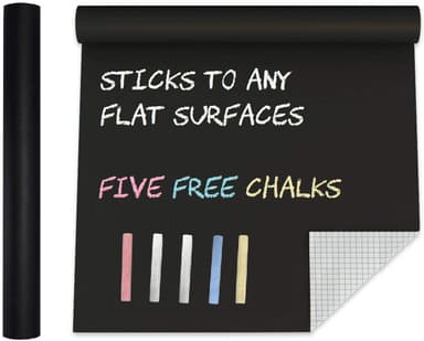 Blackboard Chalk-Board Chalkboard Adhesive - 44 x 200cm Black Chalk Sticker Blackboard Paper for Home Kitchen Outdoor Office School Walls Menu