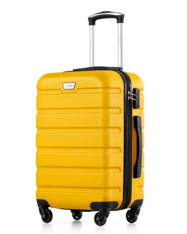 COOLIFE 20 Inch Carry On Suitcase for EasyJet, ABS+PC, Hardshell, Lightweight Durable Travel Cabin Luggage with 360°Rubber Spinner Wheels, YKK Zipper, Telescopic Handle, TSA Lock, Lemon Yellow