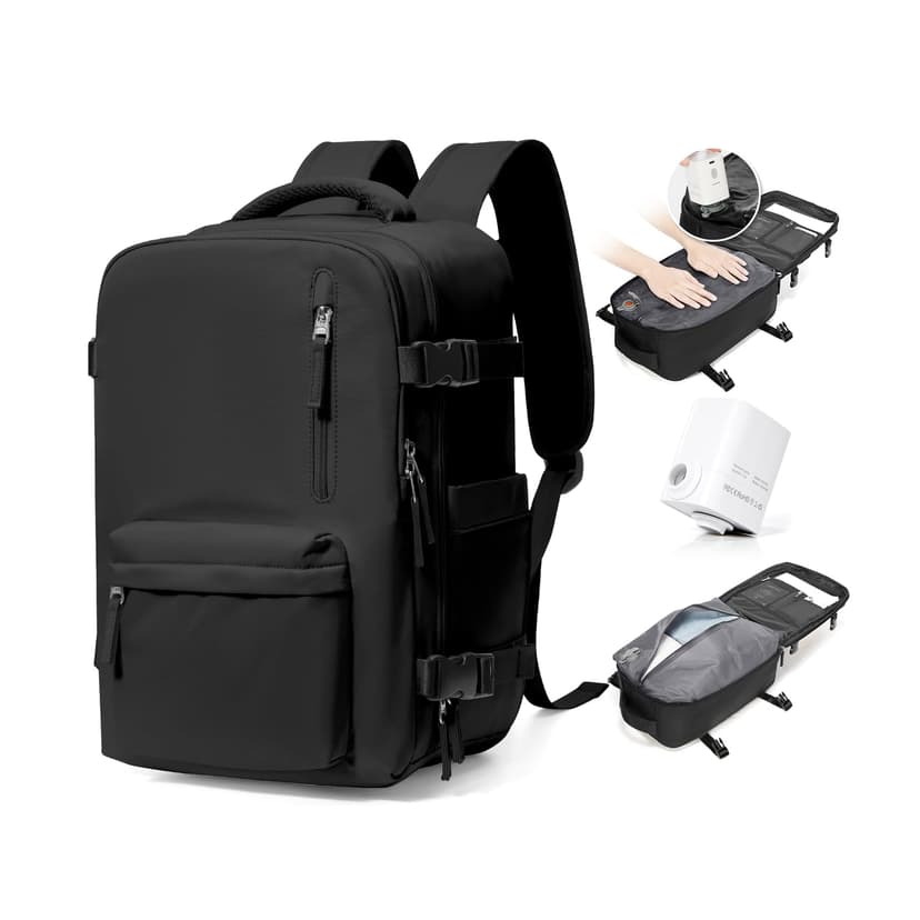 BJLFS Vacuum Backpack Travel Bag With Pump Ryanair Cabin Bags 40x30x20 Underseat Carry-ons Bag Wizzair Easyjet Vueling Hand Luggage Vacuum Bags For Travel Waterproof Laptop Backpack Women 17 inch