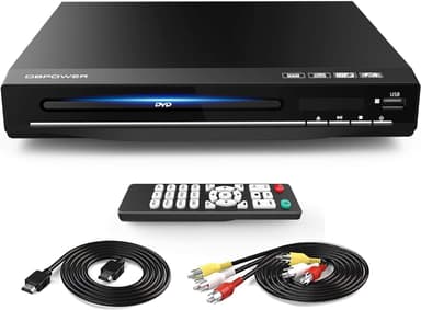 DBPOWER DVD Player for TV, DVD Players with HDMI & AV Cable, Full HD 1080P All-Region Free DVD CD MP3 Player with Remote Control, USB Port (non blueray)