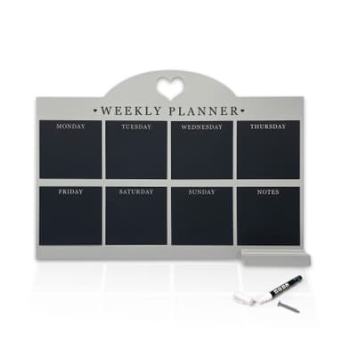 Empire Weekly Planner and Menu Board for Kitchen, Work Planner Blackboard, Wall Mounted Daily Planner with a Pen, To Do List, Dry Erase Meal Planner with White Cloth for Office & Home (Standard, Grey) - Blackboard Board deal on Amazon UK