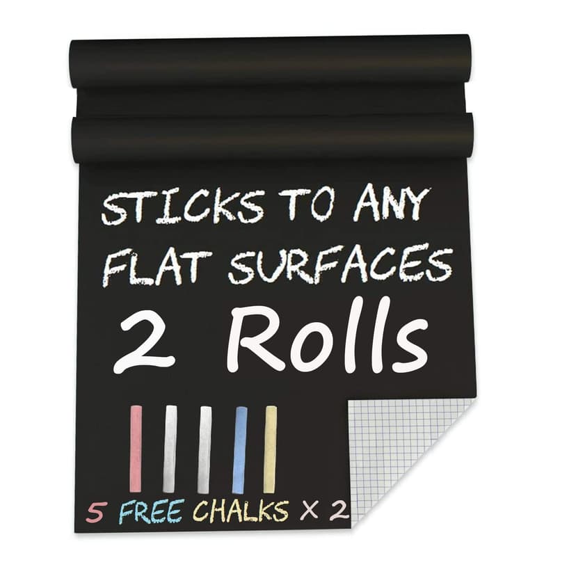 Blackboard Chalk Board Chalkboard Adhesive 44 x 200cm 2 Rolls Black Chalk Sticker Blackboard Paper for Home Kitchen Outdoor Office School Walls Menu (2)