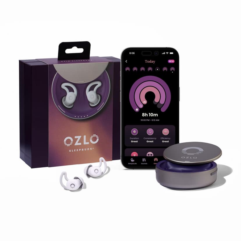 Ozlo Sleepbuds - Sleep Earbuds for Side Sleepers, Noise Blocking Bluetooth Headphones for Sleeping, 10-Hour Streaming, Snore Masking Sounds, Ultra-Comfortable in-Ear Design