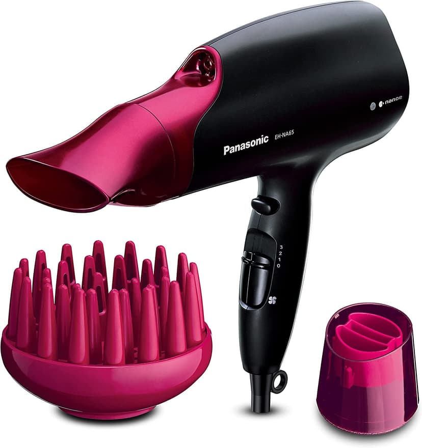 Panasonic EH-NA65 Nanoe Hair Dryer with Diffuser, Quick Dry & Styling Nozzle - Visibly Improved Shine (Pink), Gifts for women