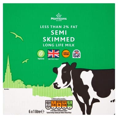 Morrisons Semi Skimmed Milk, 6 Liters, Packaging May Vary