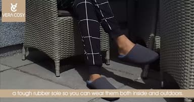 Men's Two-Tone Memory Foam Slipper - Dark Gray/Blue Large - UK 10-11