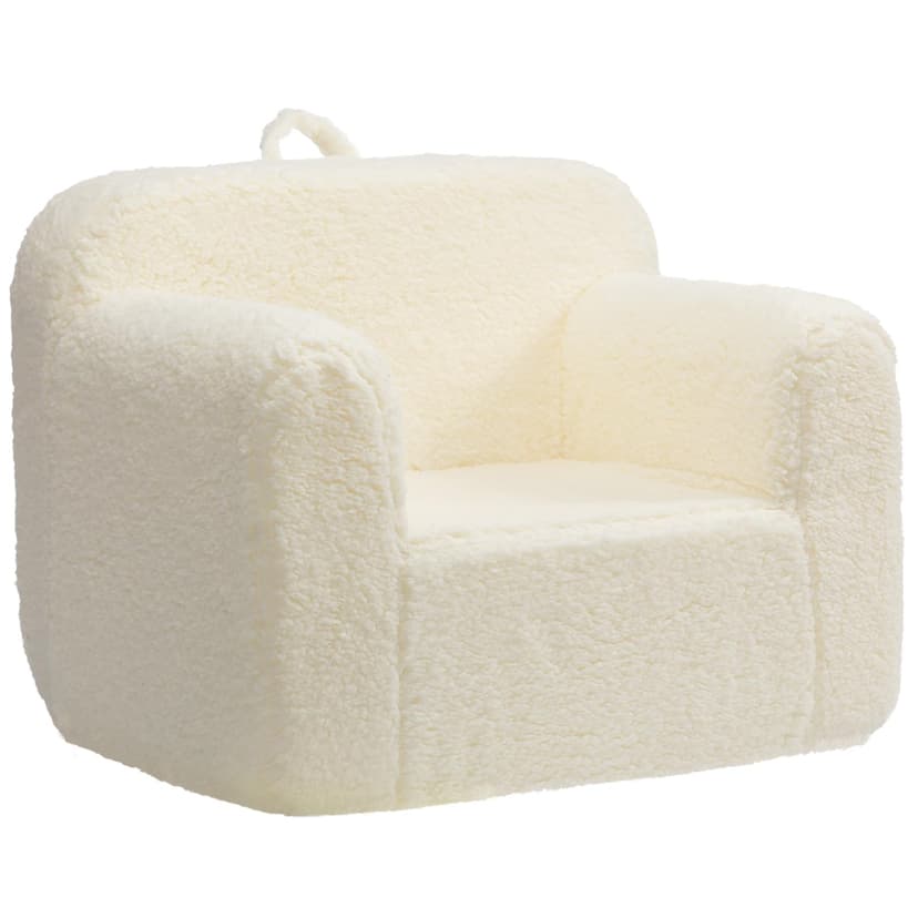BEJOY Kids Sofa Ultra-Soft Snuggle Foam Filled Chair, Single Cuddly Sherpa Reading Couch for Boys and Girls, Cream