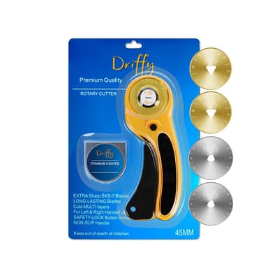 Rotary Cutter with 4 Extra 45mm Blades - for Quilting Fabric