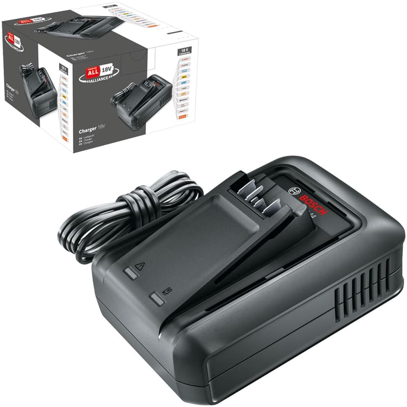 Bosch AL 18V-44 Fast Charger for 18V Batteries (Charging Time for 2.0/2.5/4.0/6.0 Ah Batteries: 34/44/59/87 min, Wall Mount)