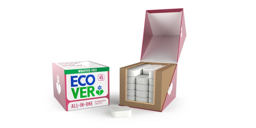 Ecover All-In-One Dishwasher Tablets, Contains Salt & Rinse Aid, Power Cleaning, Mandarin and Lemongrass Scent, Pack of 1, 45 Tablets