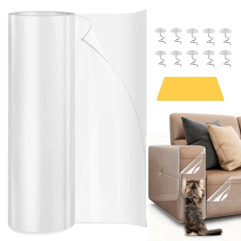 Xeticey Cat Anti Scratch Tape, Sofa Protector from Pets 20CM x 3M Cat Furniture Protector Tape Transparent Stop Cats Scratching Furniture Wear-Resistant for Carpet, Sofa, Couch (7.8" x 118")