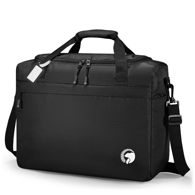 BAGZY 40x30x15cm Underseat Cabin Bag Luggage Foldable Travel Bag 20L Waterproof Holdall Hand Luggage Case Nylon Carry on Luggage Weekend Duffle Gym Bags Baggage Organiser Storage for Women Men Black