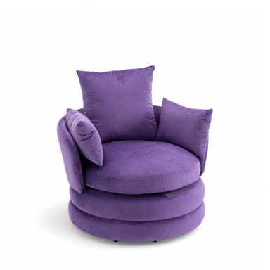 Velvet Purple Swivel Cuddle Chair – Snuggle Chairs for Adults, Sage Green Chair for Living Room, Plush Snuggle Seats with Cushions