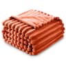 GC GAVENO CAVAILIA Fleece Blankets Double (150x200cm) - Ribbed Cosy Bed Throw Blanket - Exra Warm Throws for Sofas, Chair, Couch, Settee - Snuggle Blankets & Throws - Super Soft - Rust