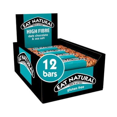 Eat Natural Fruit & Nut Bars - Dark Chocolate with Sea Salt, Peanuts & Almonds - Gluten Free, High Fibre Snacks - Sweet & Salty Treats - Bulk Multipack 12 x 40g