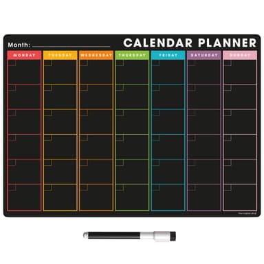 TMS Magnetic Monthly Planner and Dry Wipe Pen, Blackboard Fridge Calendar Whiteboard for Meal Prep, Notes, Reminders or Daily Planner | Dry Erase Memo Board for Kitchen or Office - Blackboard Board deal on Amazon UK