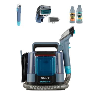 Shark StainStriker Stain and Spot Cleaner, Compact Carpet and Upholstery Cleaner with Powerful Suction, Dual Cleaning Formulas, 2 Tools, Removes Stains, Odours and Dirt, Blue PX200UK