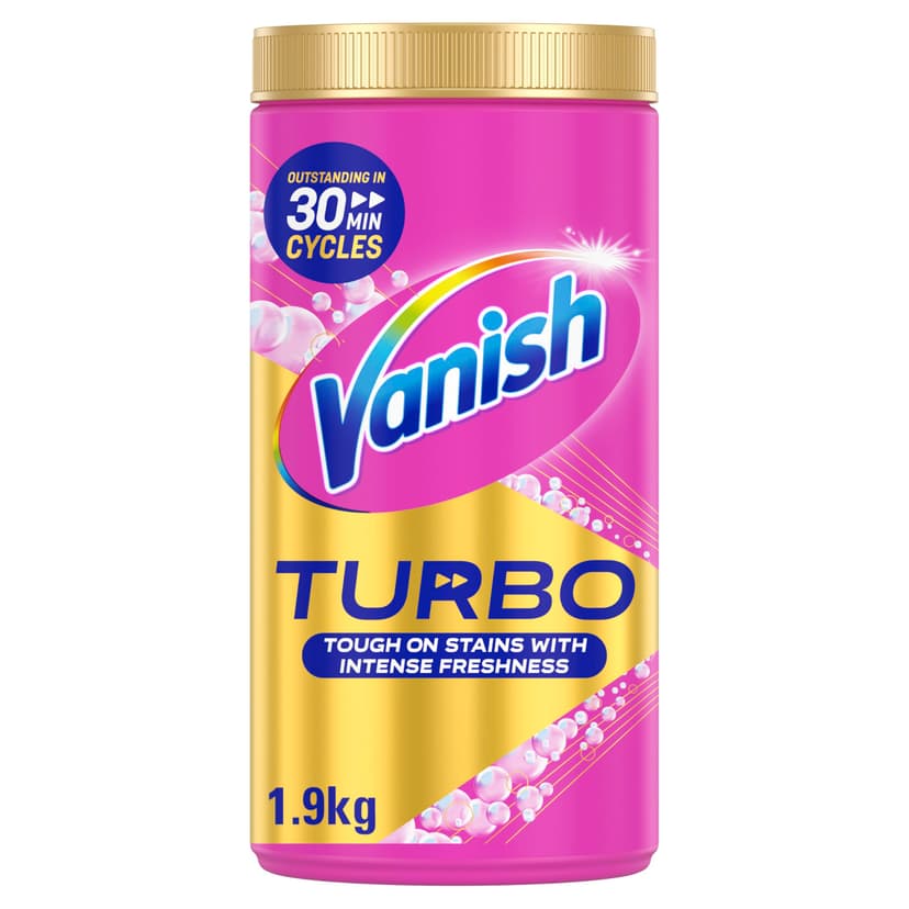 Vanish Turbo Stain Remover Powder, 1.9kg, Boosted Oxi Action for Quick Wash, Removes Stains, Safe on Colours and White