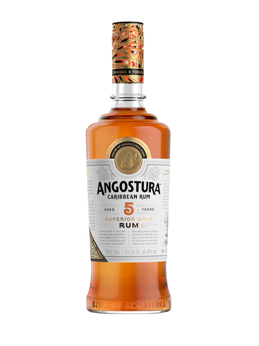 Angostura 5 Year Old Superior Gold | Premium Caribbean Rum | 40% ABV | 70cl Aged for a minimum of five years in bourbon oak barrels | Notes of spice, brûlée sugar and vanilla
