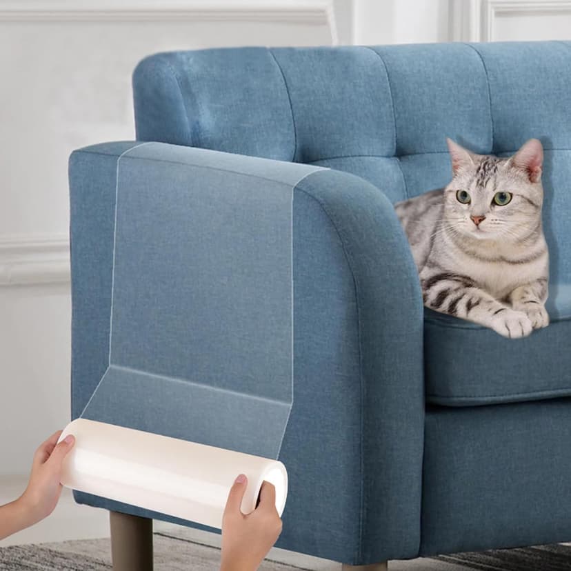 Ldzzuo Cat Anti Scratch Tape, 12" x 196.8" (30cmx5m) Anti Scratch Cat Furniture Protectors Sofa Protectors from Pets Clear Training Self Adhesive Tape for Carpet, Couch, Door