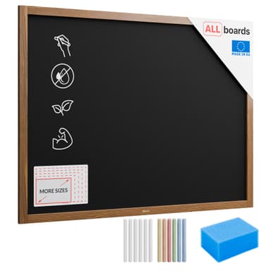 ALLboards Chalkboard with Varnished Wooden Frame 120x90cm, Chalk Writing Board, Blackboard
