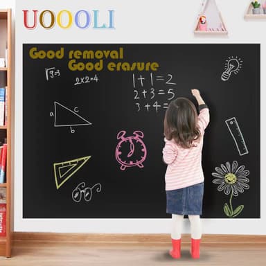 Blackboard Chalk Board Chalkboard Adhesive 44 x 200cm 2 Rolls Black Chalk Sticker Blackboard Paper for Home Kitchen Outdoor Office School Walls Menu (2) - Blackboard Board deal on Amazon UK