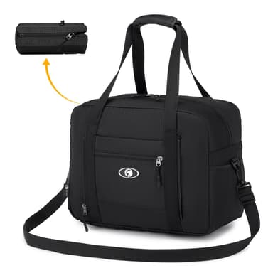 BAGZY Cabin Bag 40x30x20 Wizzair, Foldable Underseat Cabin Bag Duffel Bag Nylon Holdall Hand Luggage Case Carry on Luggage Flight Bag Baggage Organiser Storage, Black