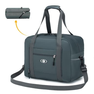 BAGZY Wizz Air Cabin Bags 40x30x20 Foldable Underseat Cabin Bags Duffel Bag 25L Nylon Holdall Hand Luggage Case Carry on Luggage Flight Bag Waterproof Weekend Bag Baggage Organiser Storage Grey