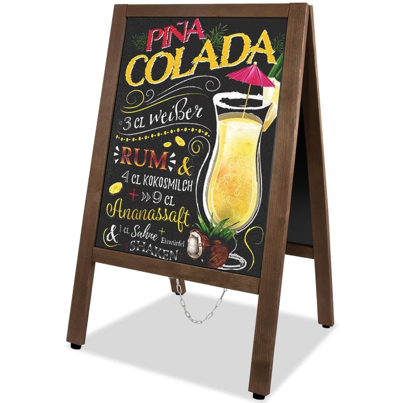 VAIIGO A Board Pavement Sign A Frame Chalkboard Sign Board 43x85cm Double Sided Pavement Board Sandwich Board Signs Outdoor Blackboard for Restaurant, Business, Wedding(Medium), Brown